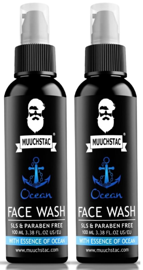 Muuchstac Ocean Face Wash for Men | Fight Acne & Pimples, Brighten Skin, Clears Dirt, Oil Control, Refreshing Feel - Multi-Action Formula (2x100 ml